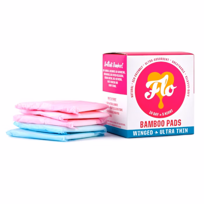 Flo Here We Flo Organic Bamboo Combo Ultra Absorbent Pads with Wings