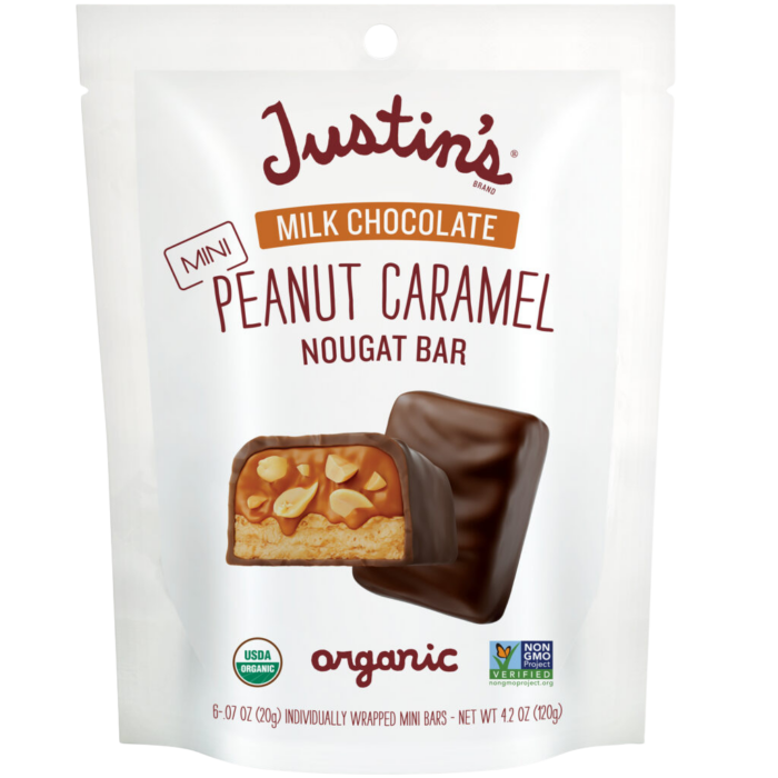 Justin’s Mini Milk Chocolate Peanut Caramel Nougat Bars Justin's Mini Milk Chocolate Peanut Caramel Nougat Bars