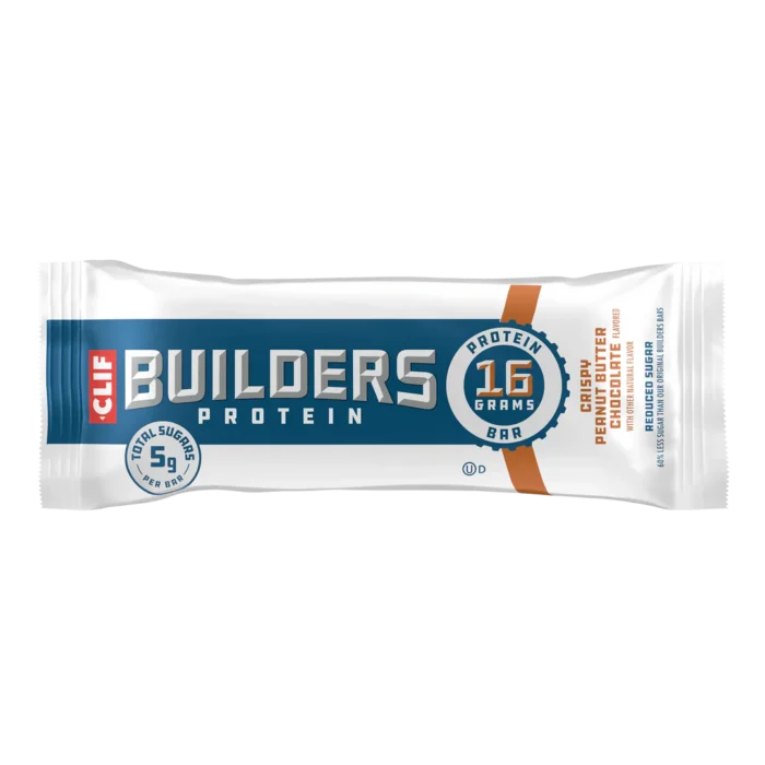 CLIF BUILDERS Reduced Sugar Crispy Peanut Butter Chocolate Sugar 16g Protein Bar
