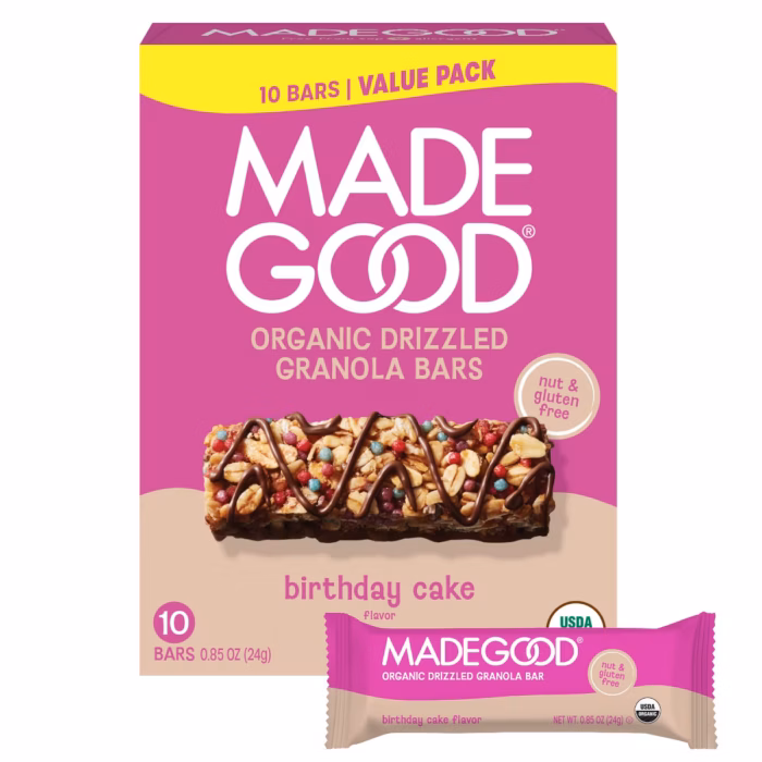 MadeGood Birthday Cake Flavor Granola Bars